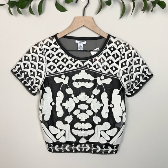 Bar III Tops - Bar III Lace Embroidered Top